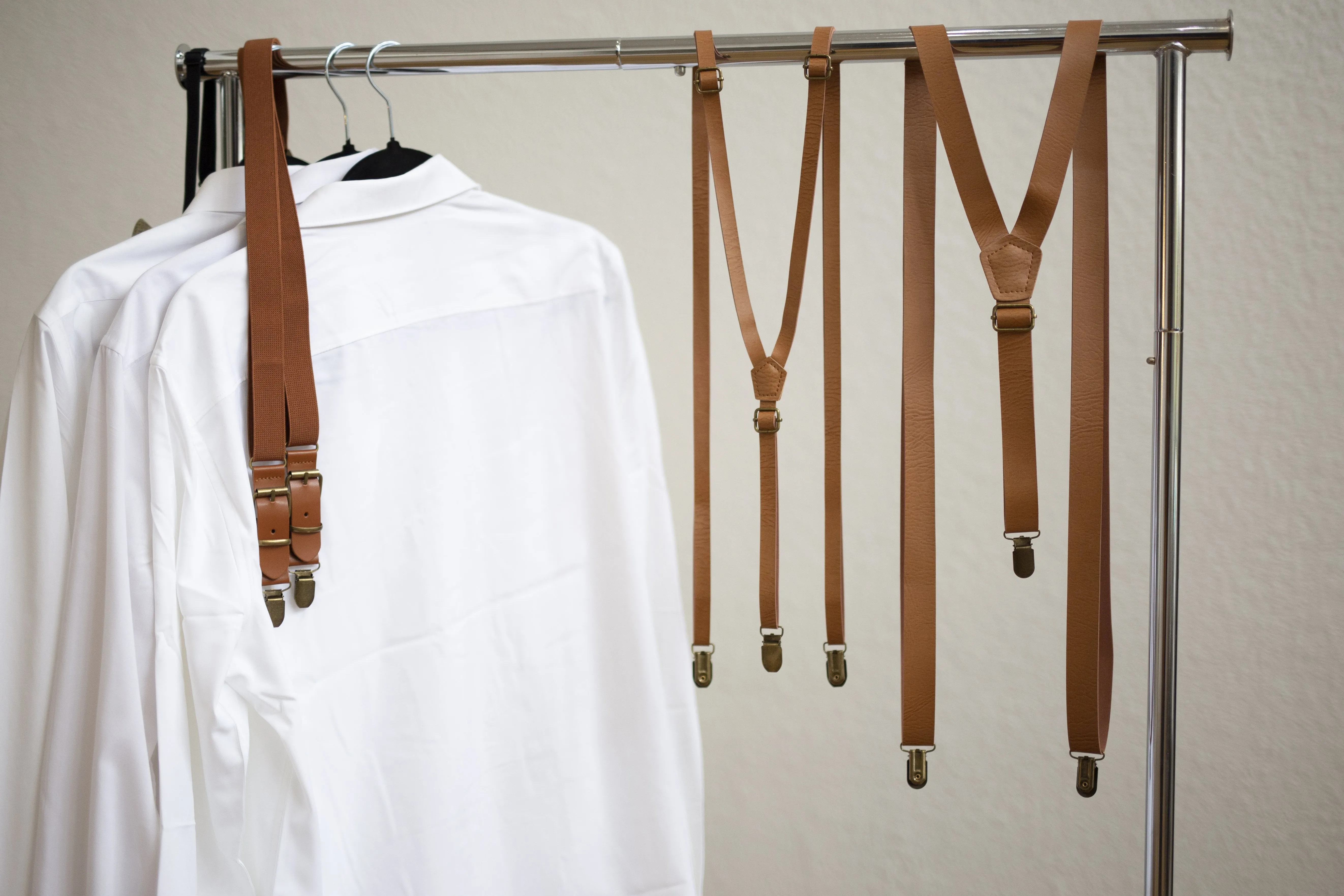 Cognac Elastic Suspenders