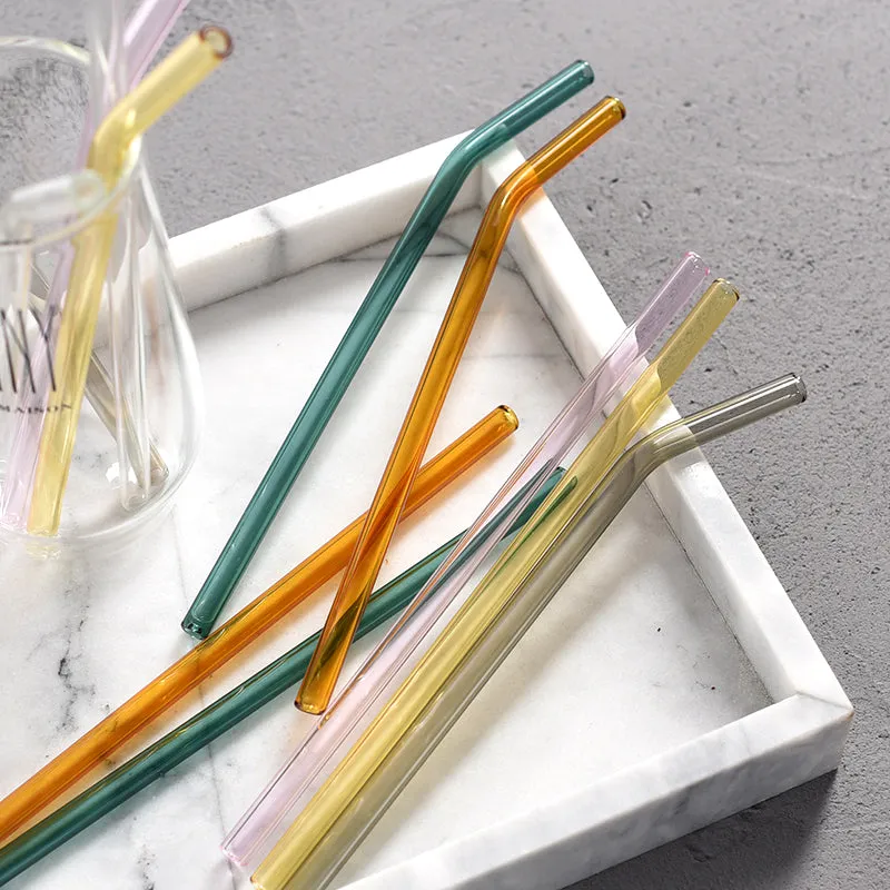 Colored Glass Drinking Straws - Set of 6