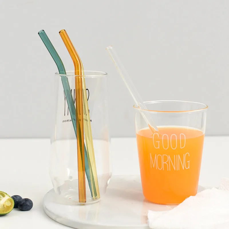 Colored Glass Drinking Straws - Set of 6