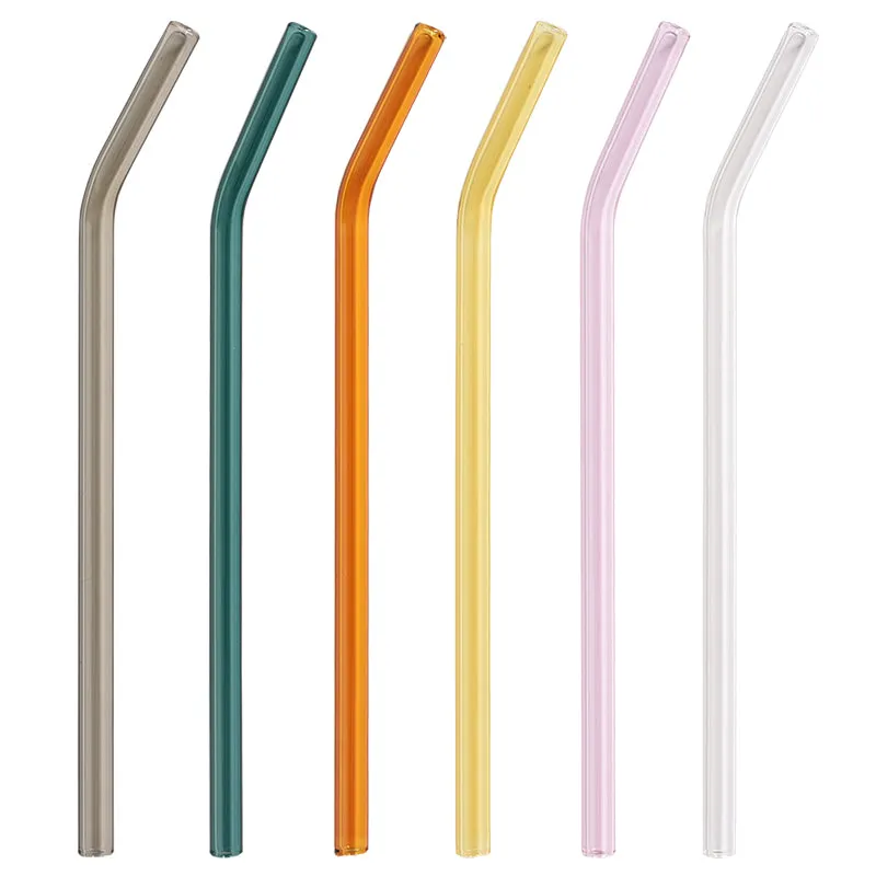 Colored Glass Drinking Straws - Set of 6