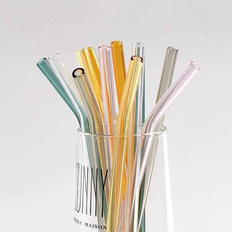 Colored Glass Drinking Straws - Set of 6