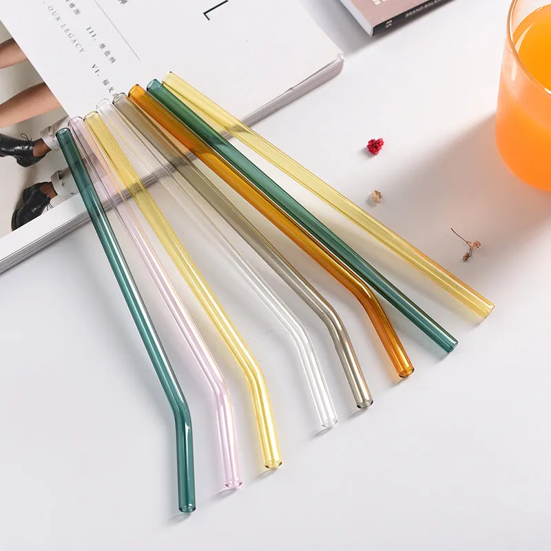 Colored Glass Drinking Straws - Set of 6