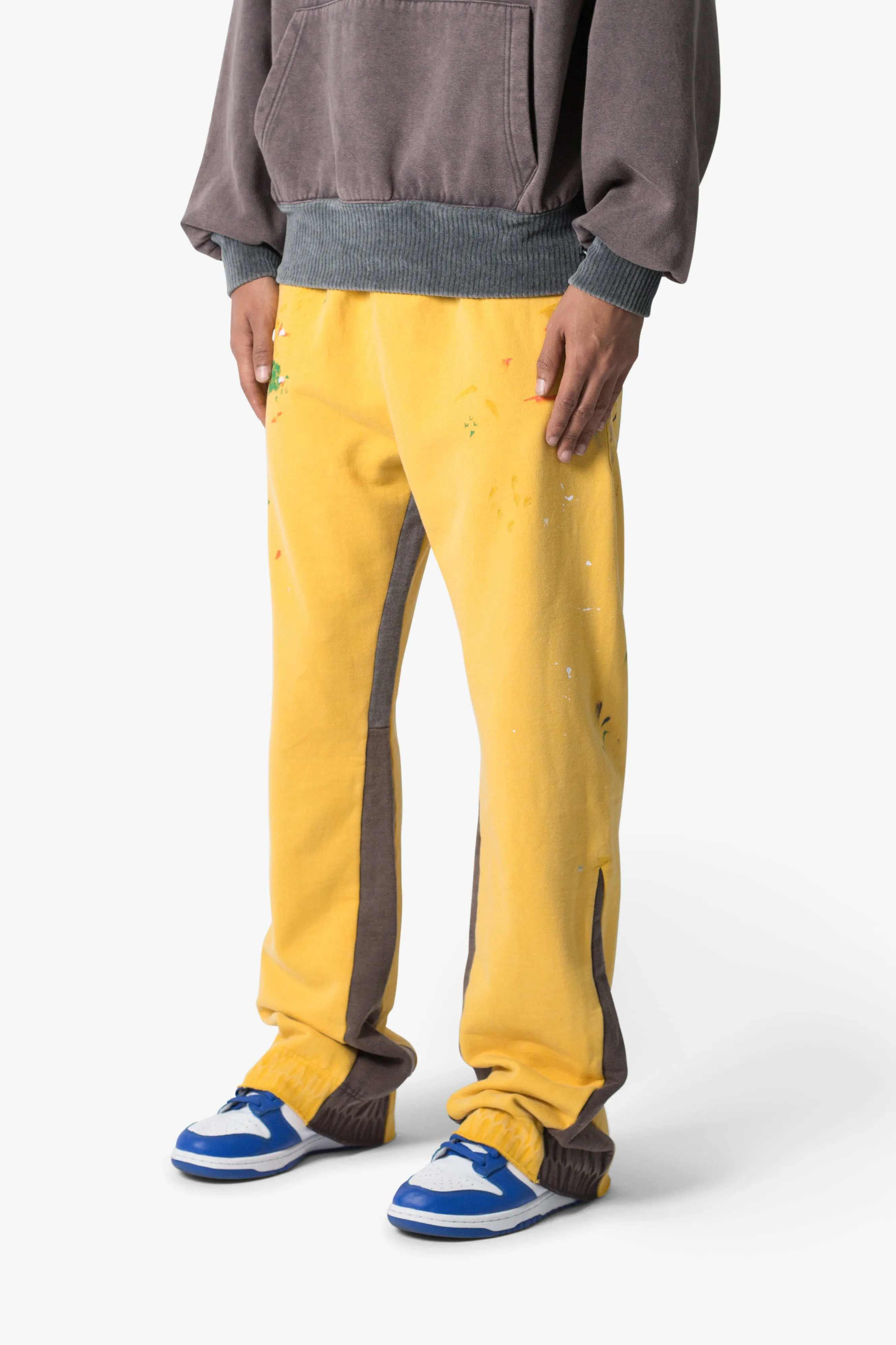 Contrast Bootcut Sweatpants - Yellow