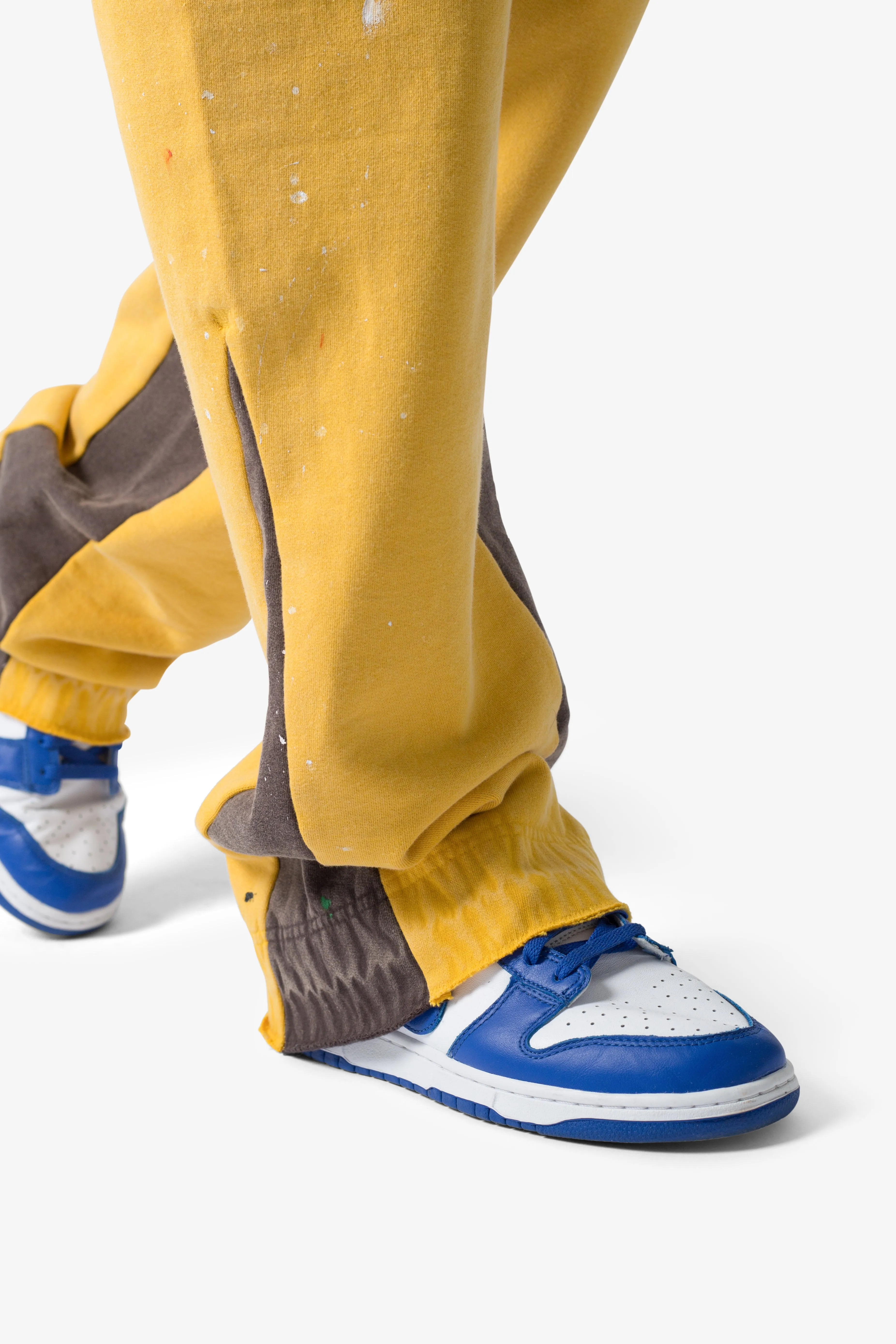 Contrast Bootcut Sweatpants - Yellow