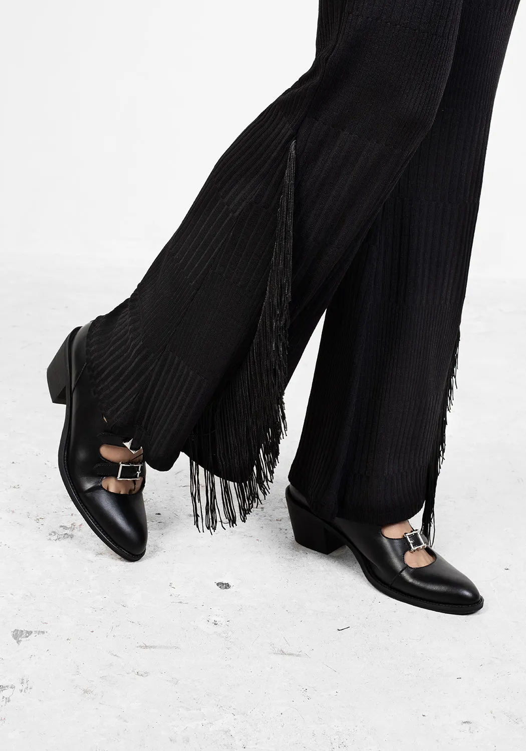 COYOTE FRINGED JERSEY FLARES