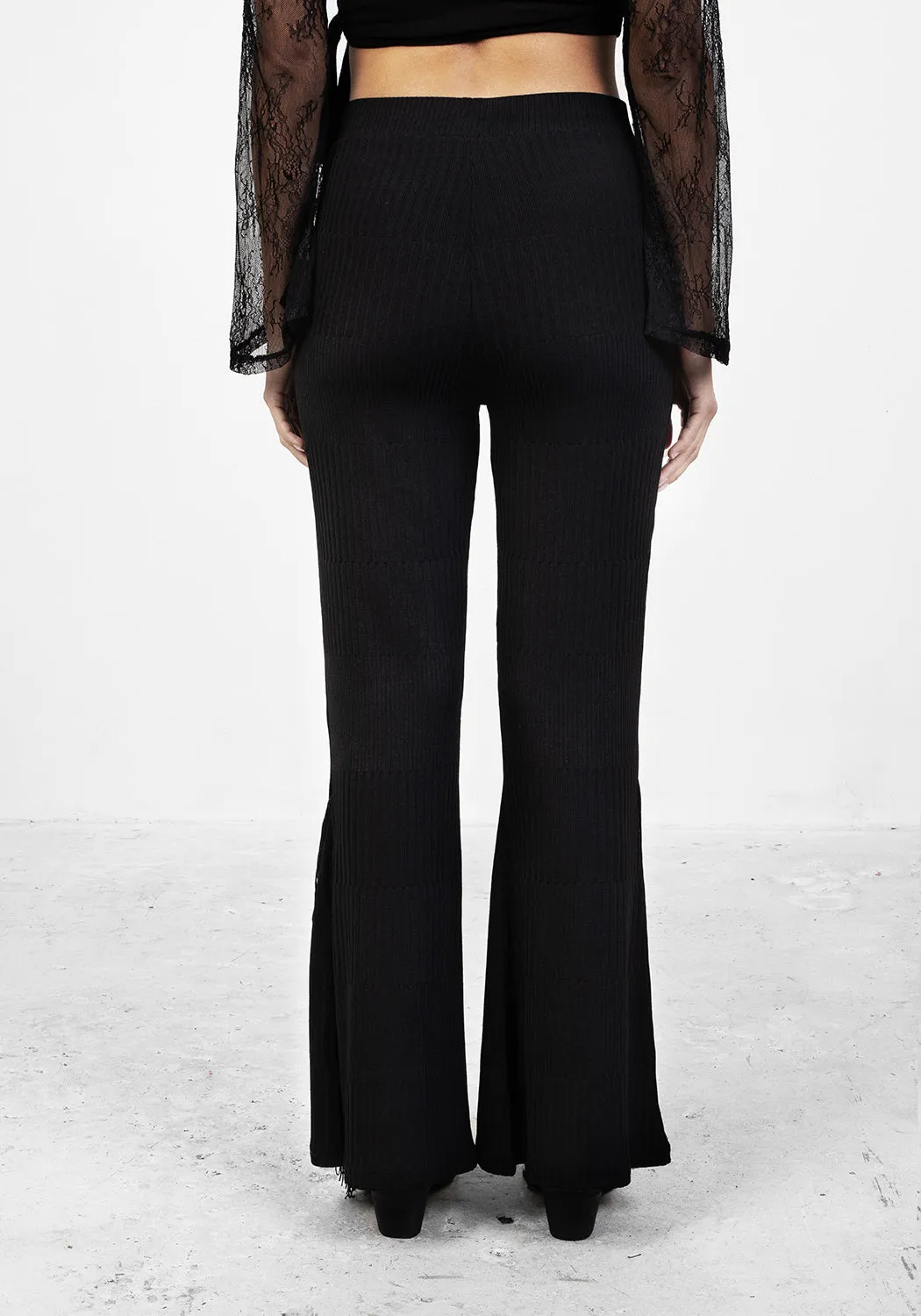 COYOTE FRINGED JERSEY FLARES