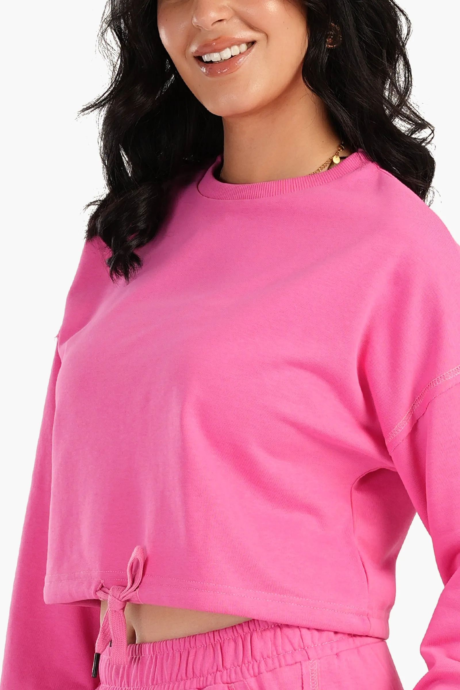 Cropped Plain Lounge Sweatshirt