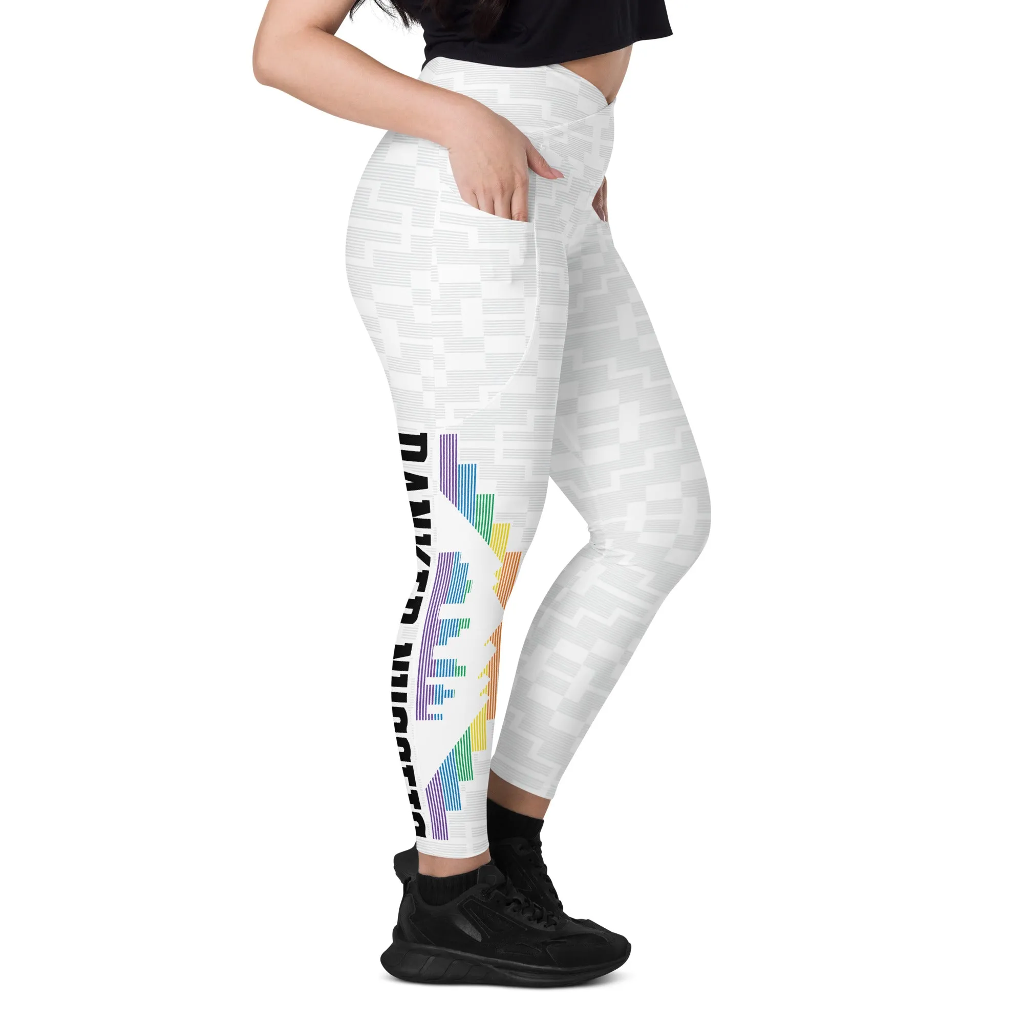 Danker Nuggets Pyramid White Womens Crossover Yoga Pants