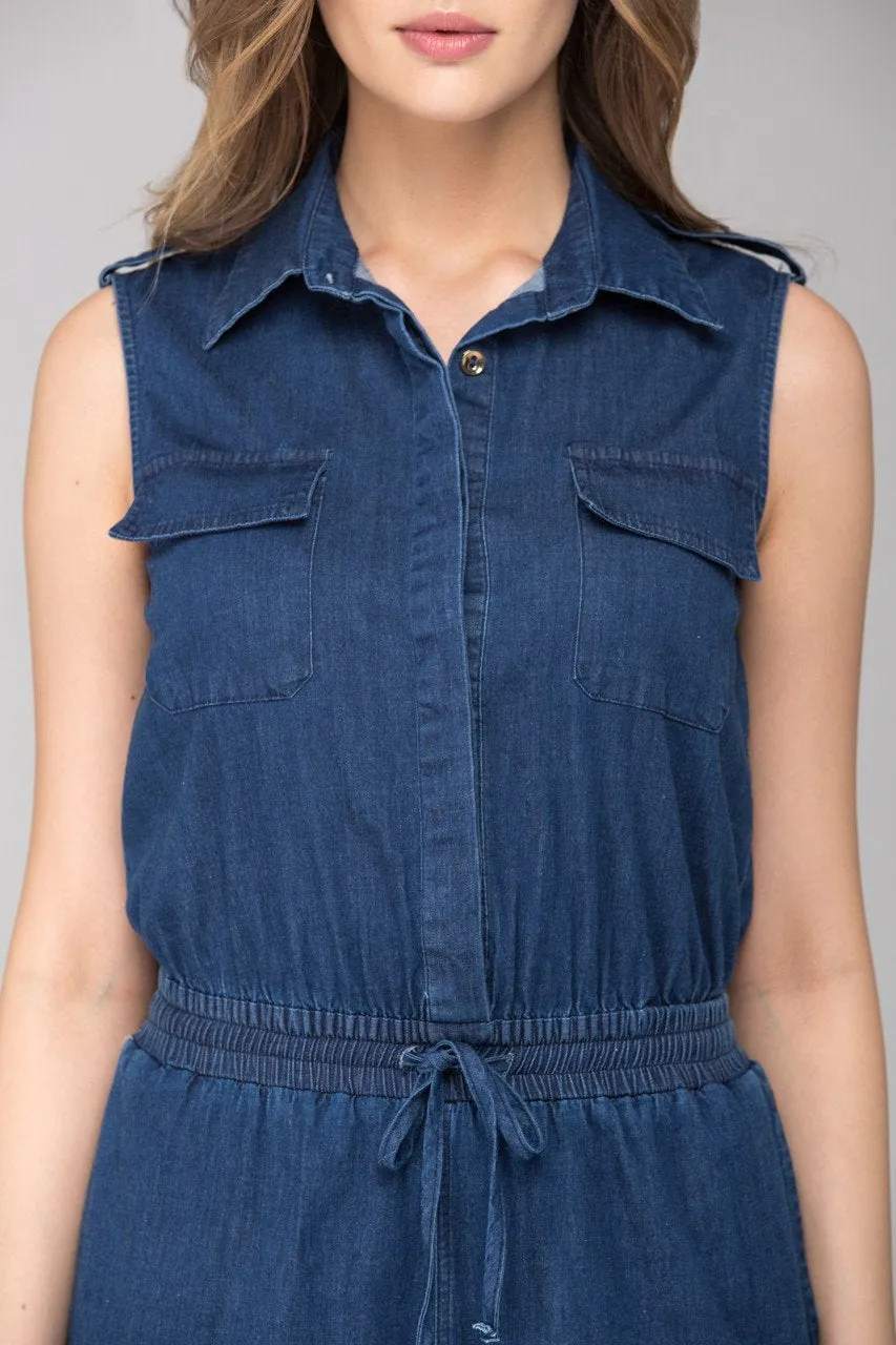 Denim Sleeveless Jumpsuit