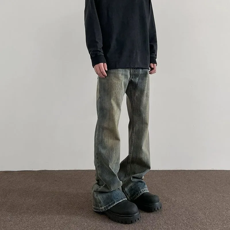 Distresed Mud-Dyed Bootcut Jeans