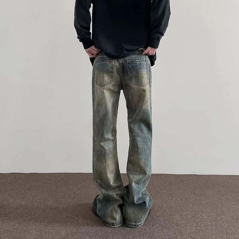 Distresed Mud-Dyed Bootcut Jeans