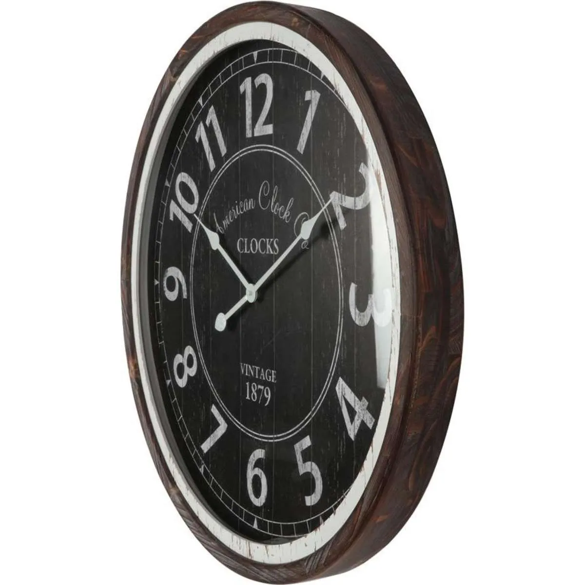 Distressed Monochrome Glass-Front Wall Clock 70cm