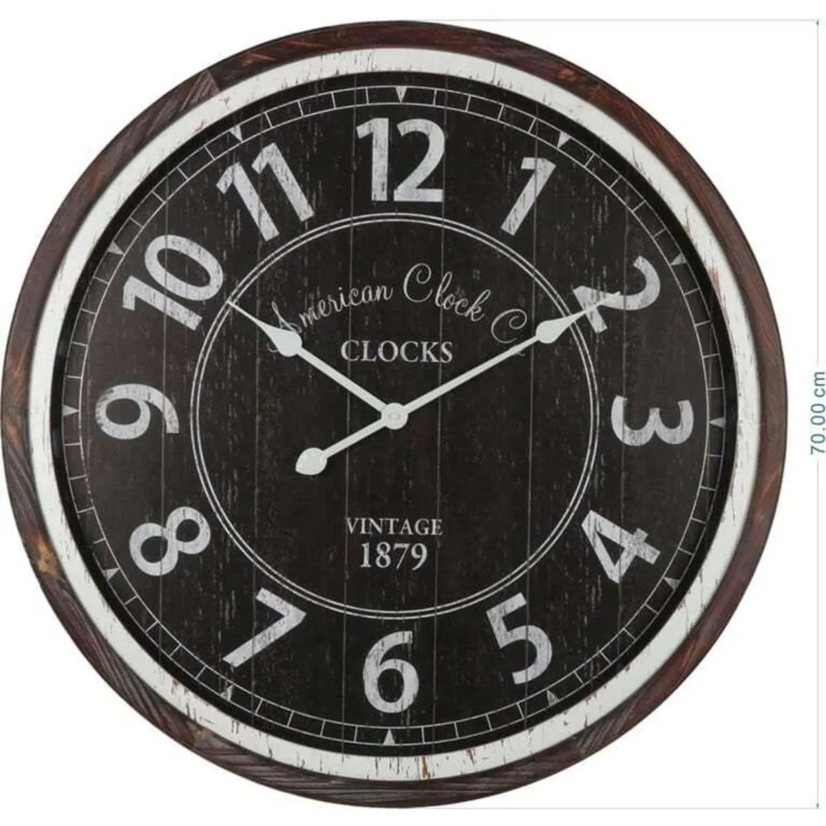 Distressed Monochrome Glass-Front Wall Clock 70cm