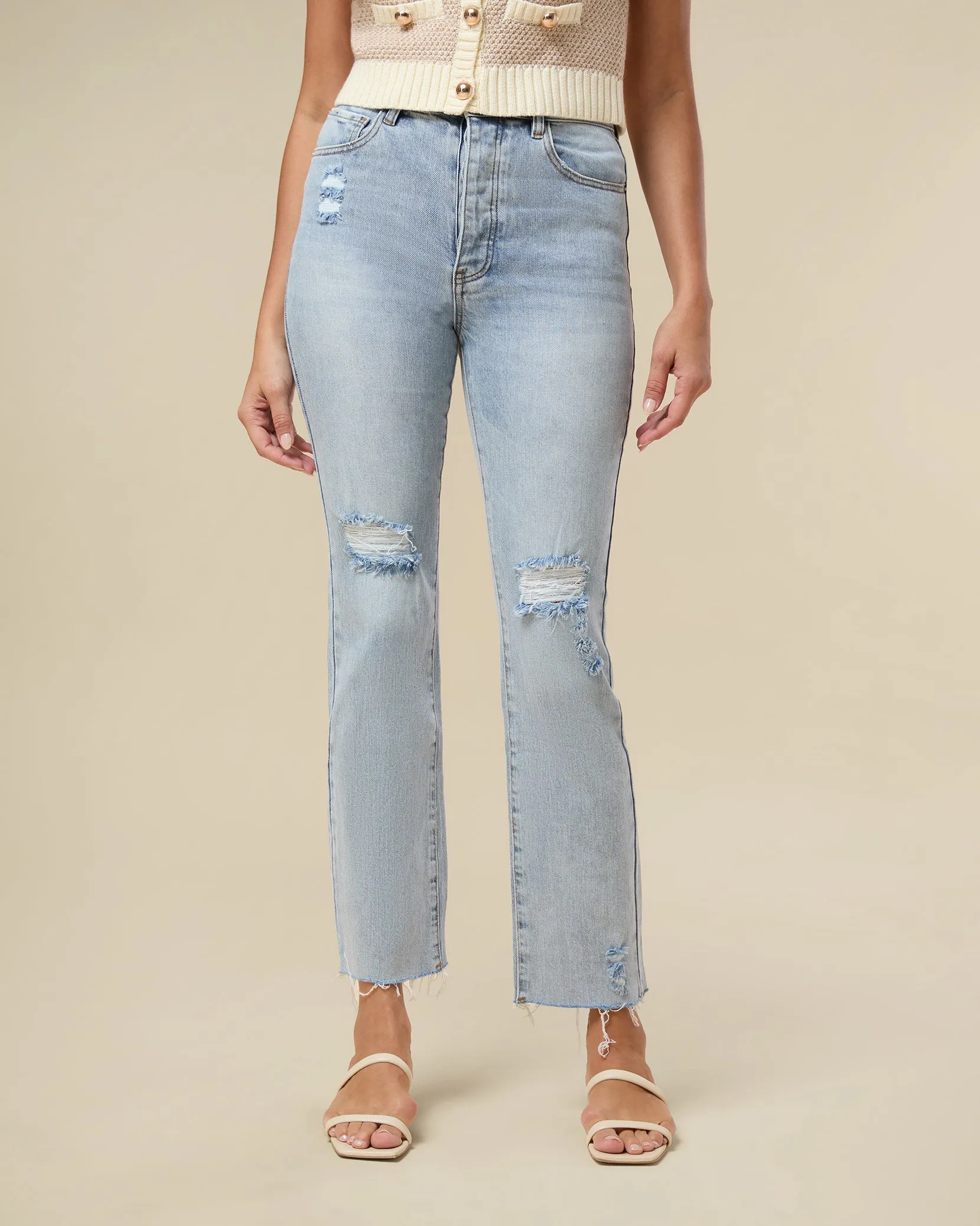 Distressed Straight Leg Jean