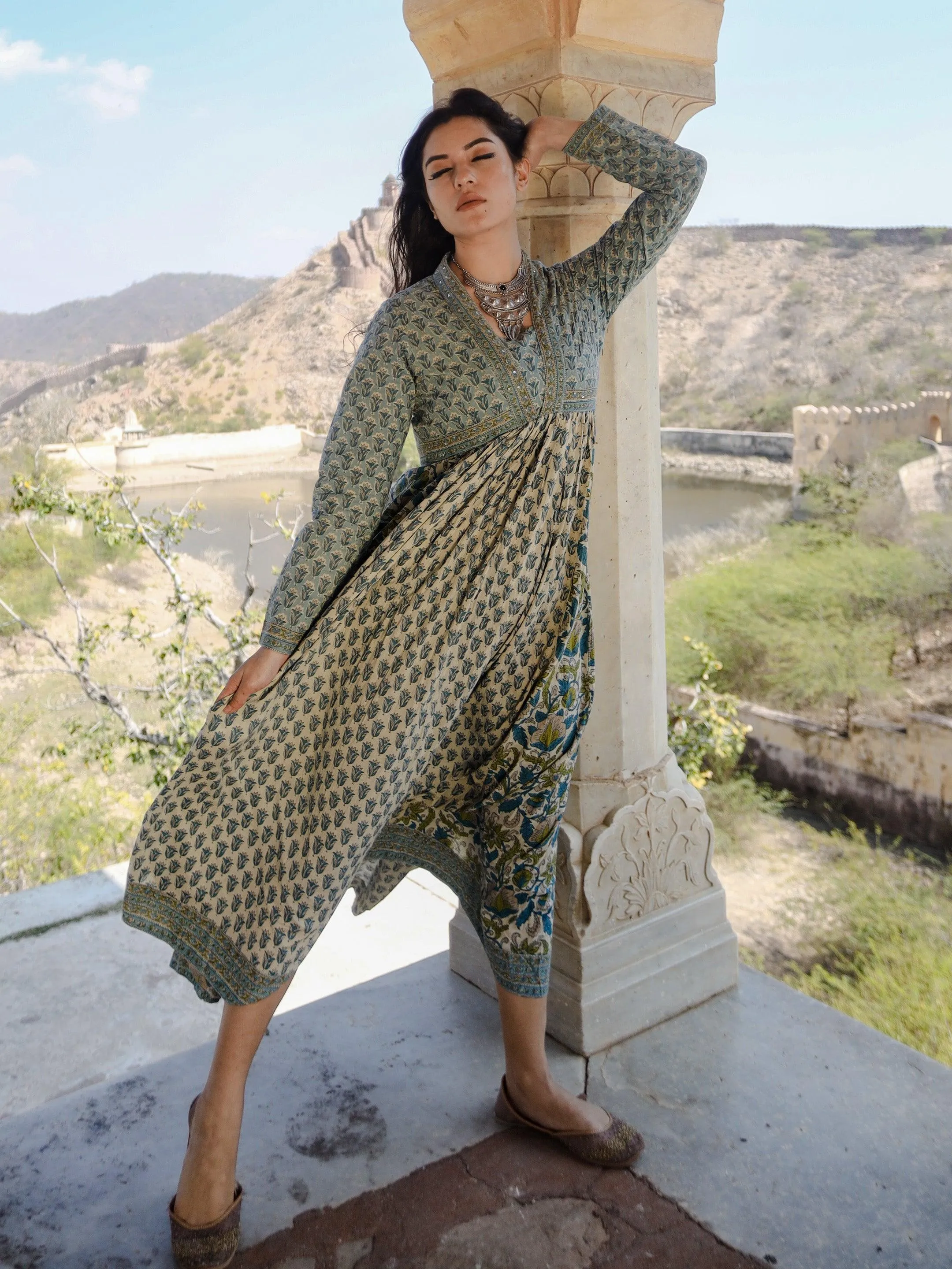 Divena Block Print Mulmul Kurta