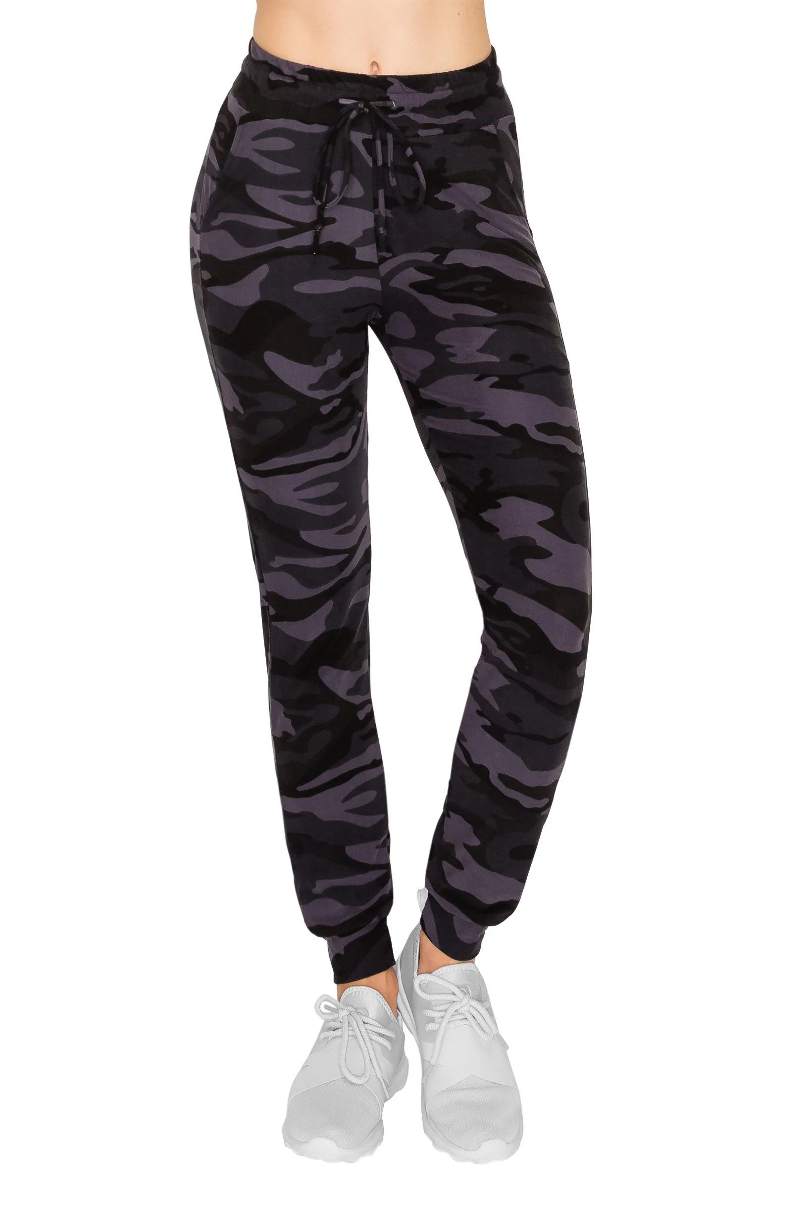 Drawstrings Jogger Sweatpants - Black Camo