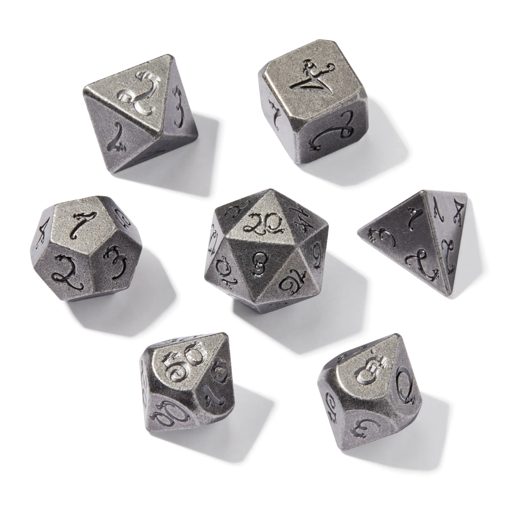 Dwarven Mines Silver Colored Metal 7pc Dice Set