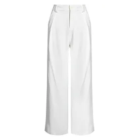 Elegant Solid Color Ankle Tie High Waist Wide Leg Pants