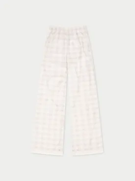 EMBLEM PRINT WIDE LEG TROUSERS - BEIGE