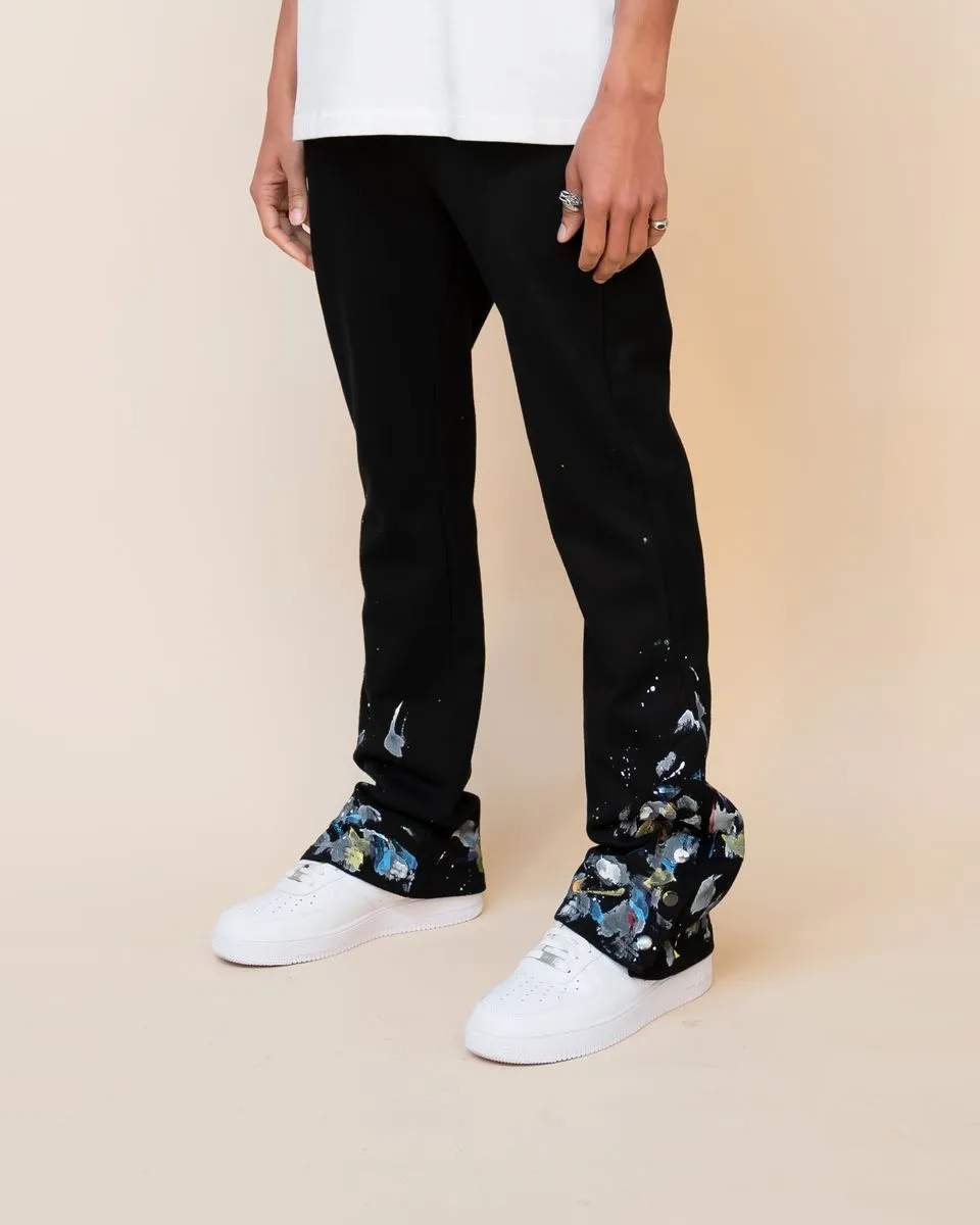 EPTM PAINT SNAP FLARED PANTS EP11521-BLACK