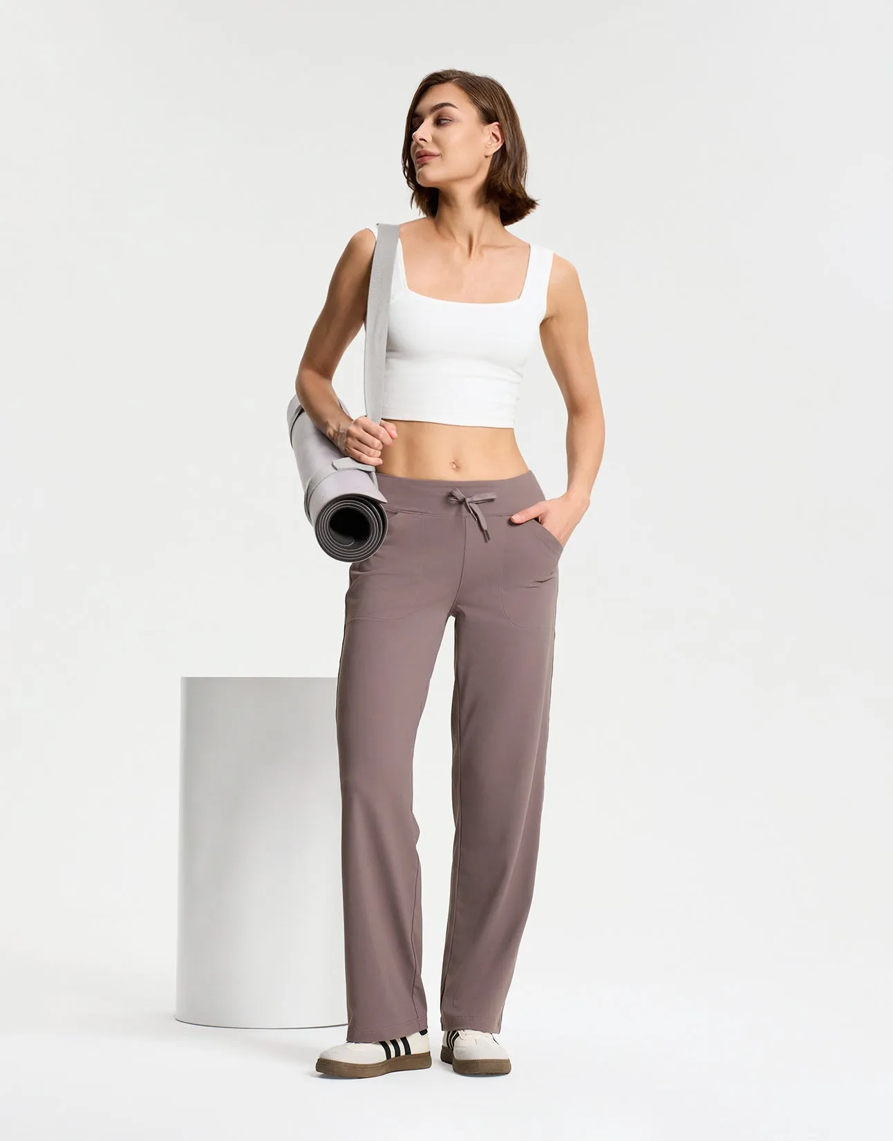 Essential Wide Leg Yoga Pants (Taupe)