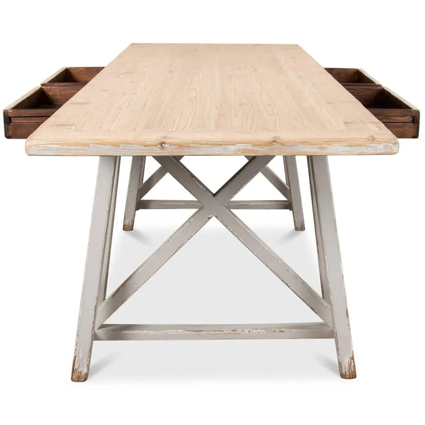 Farmhouse Sawhorse Grey Desk