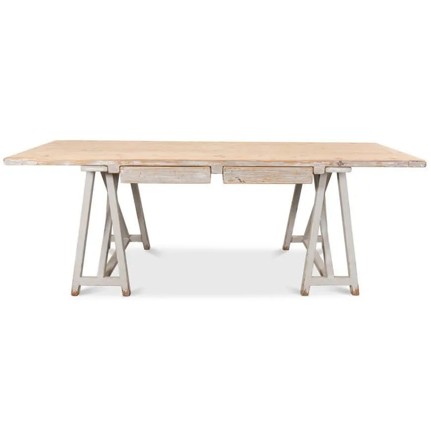 Farmhouse Sawhorse Grey Desk