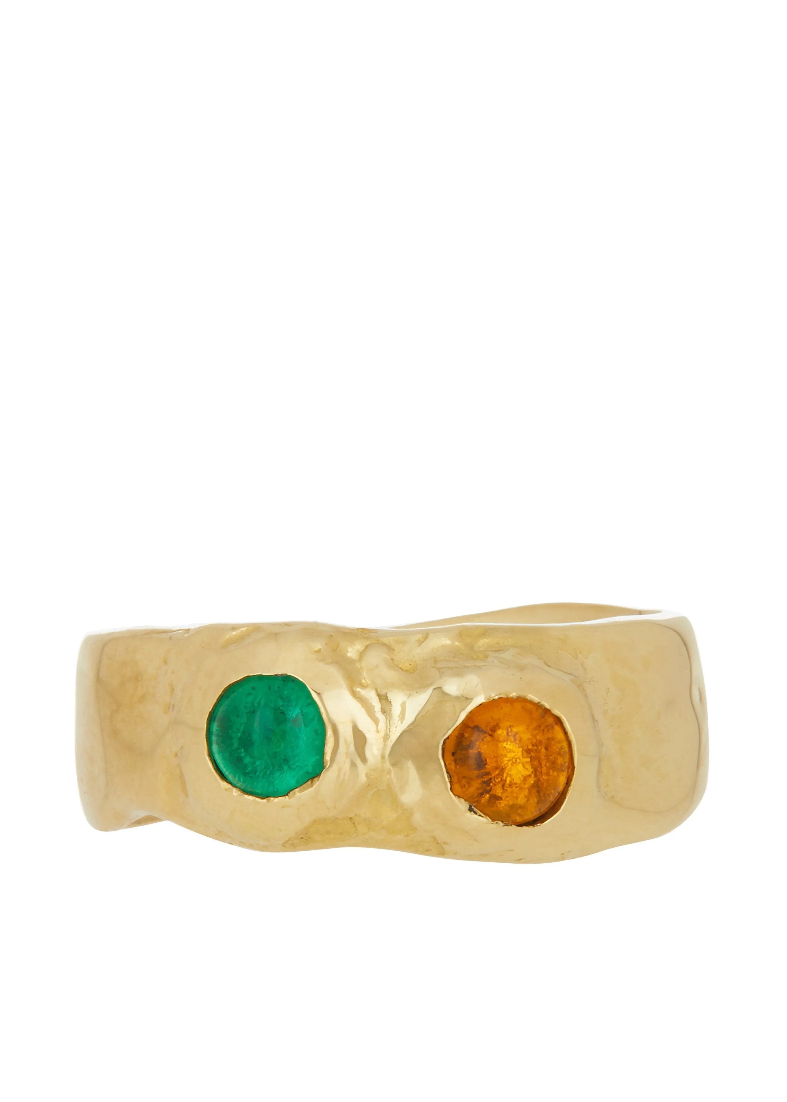 Felt Ring in Brass - Green & Yellow