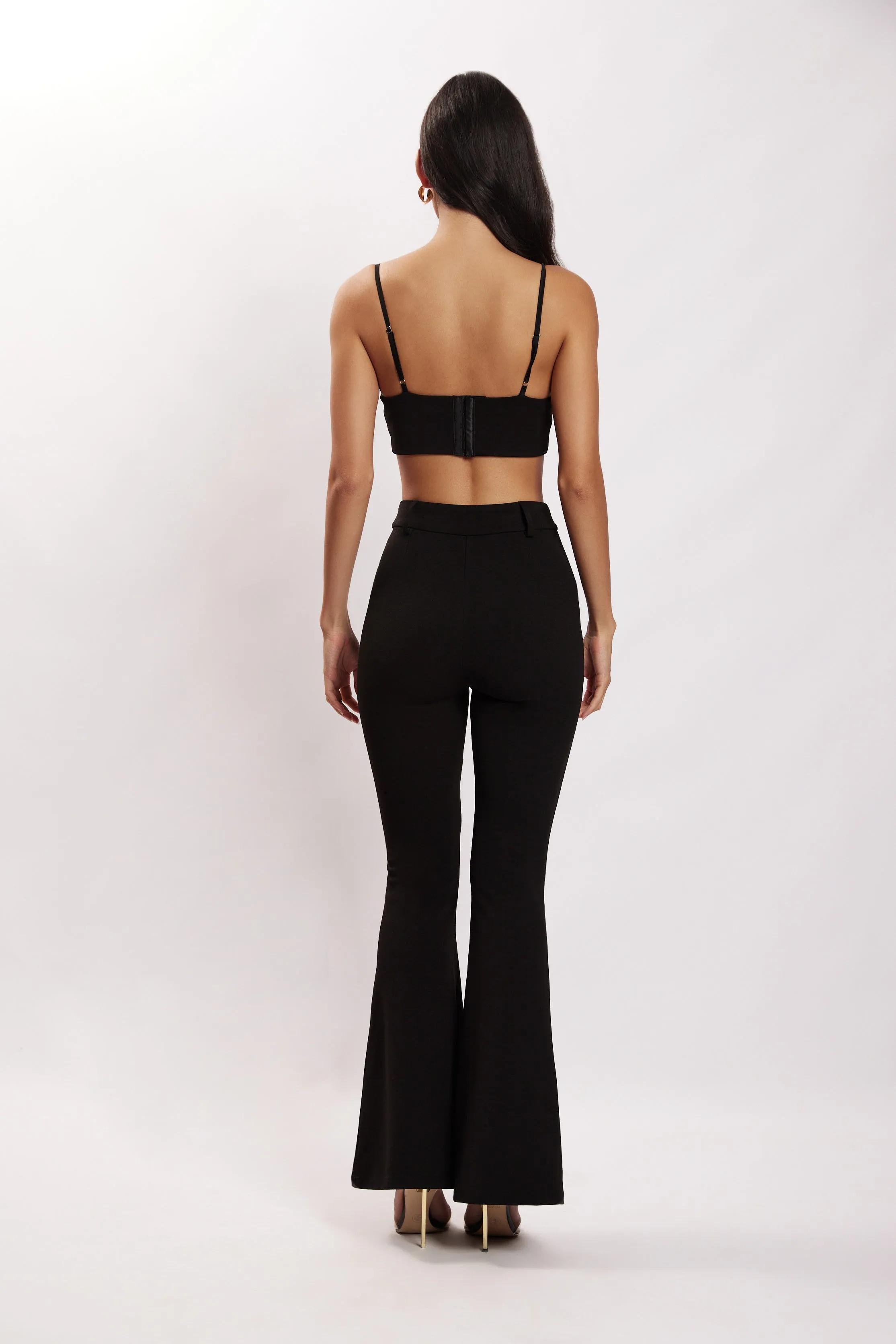 Fiorella Flare Crepe Pants - Black