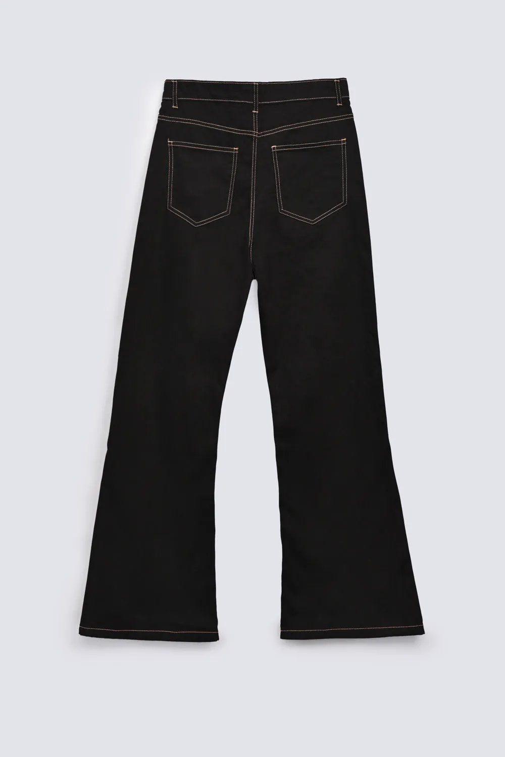 FLARED PANTS WITH CONTRAST TOPSTITCHES