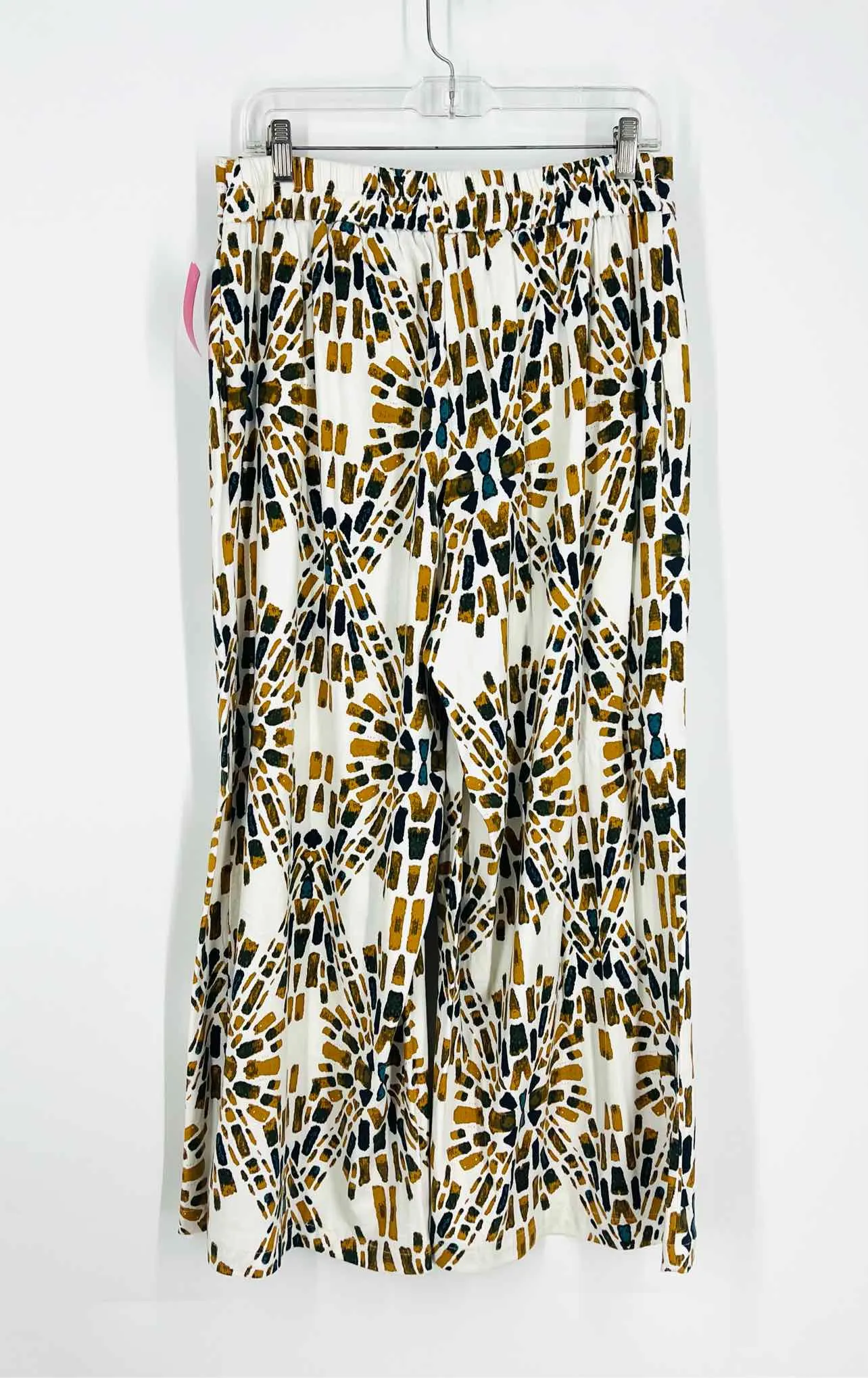 Free People Size L White/Brown Wide Leg Print Pants Pants