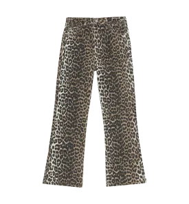 GANNI Leopard Print Denim Betzy Cropped Jeans