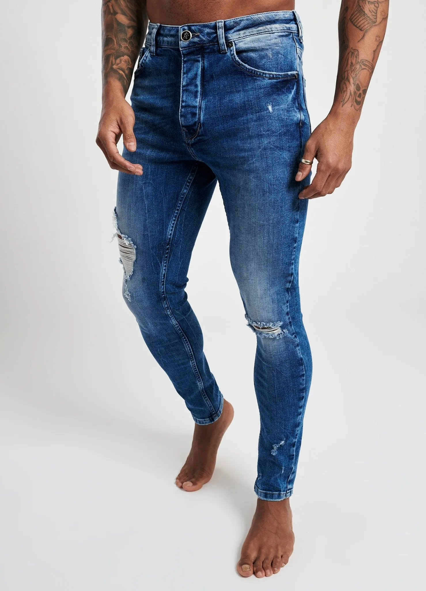 GK Denim Anton Jeans Rip And Repair - Mid Wash