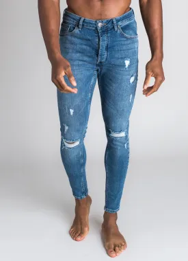 GK Skinny Denim Jean Rip and Repair - Mid Wash 001