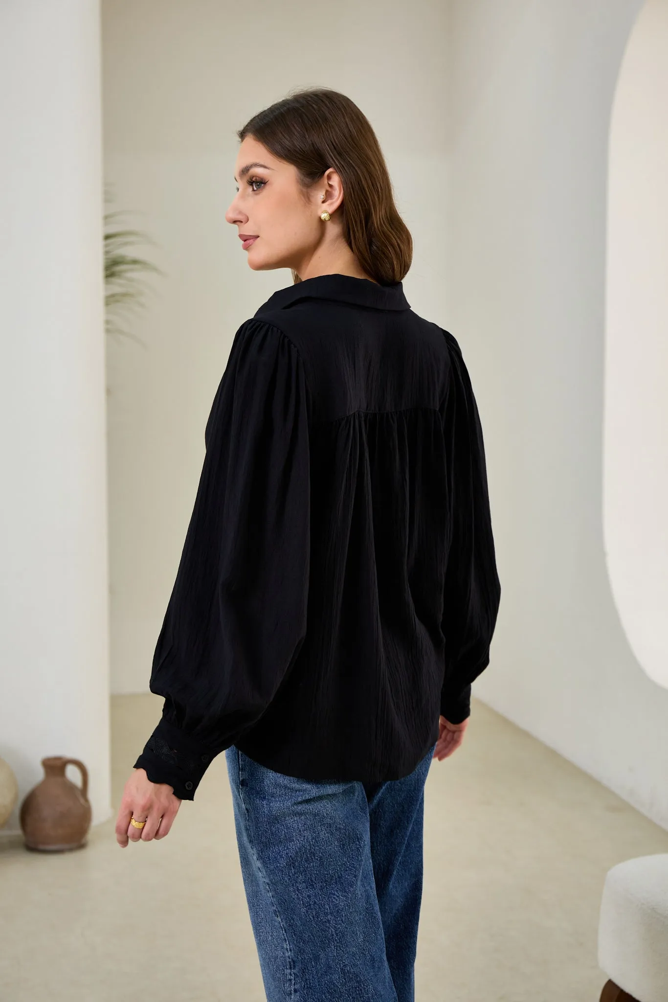 Gwen Black Ric Rac Blouse