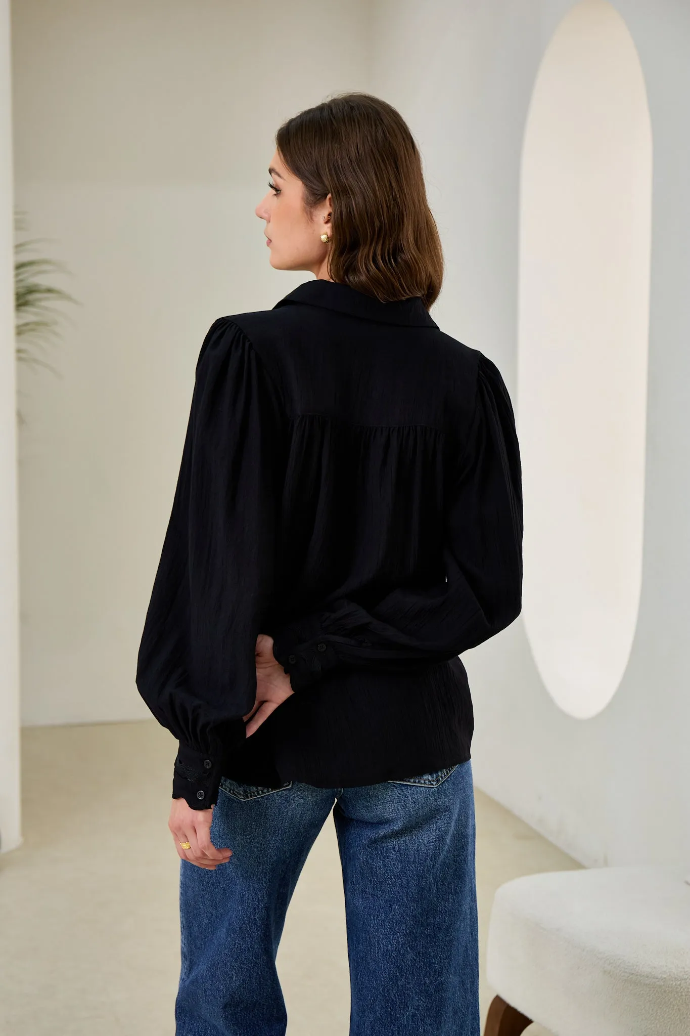 Gwen Black Ric Rac Blouse