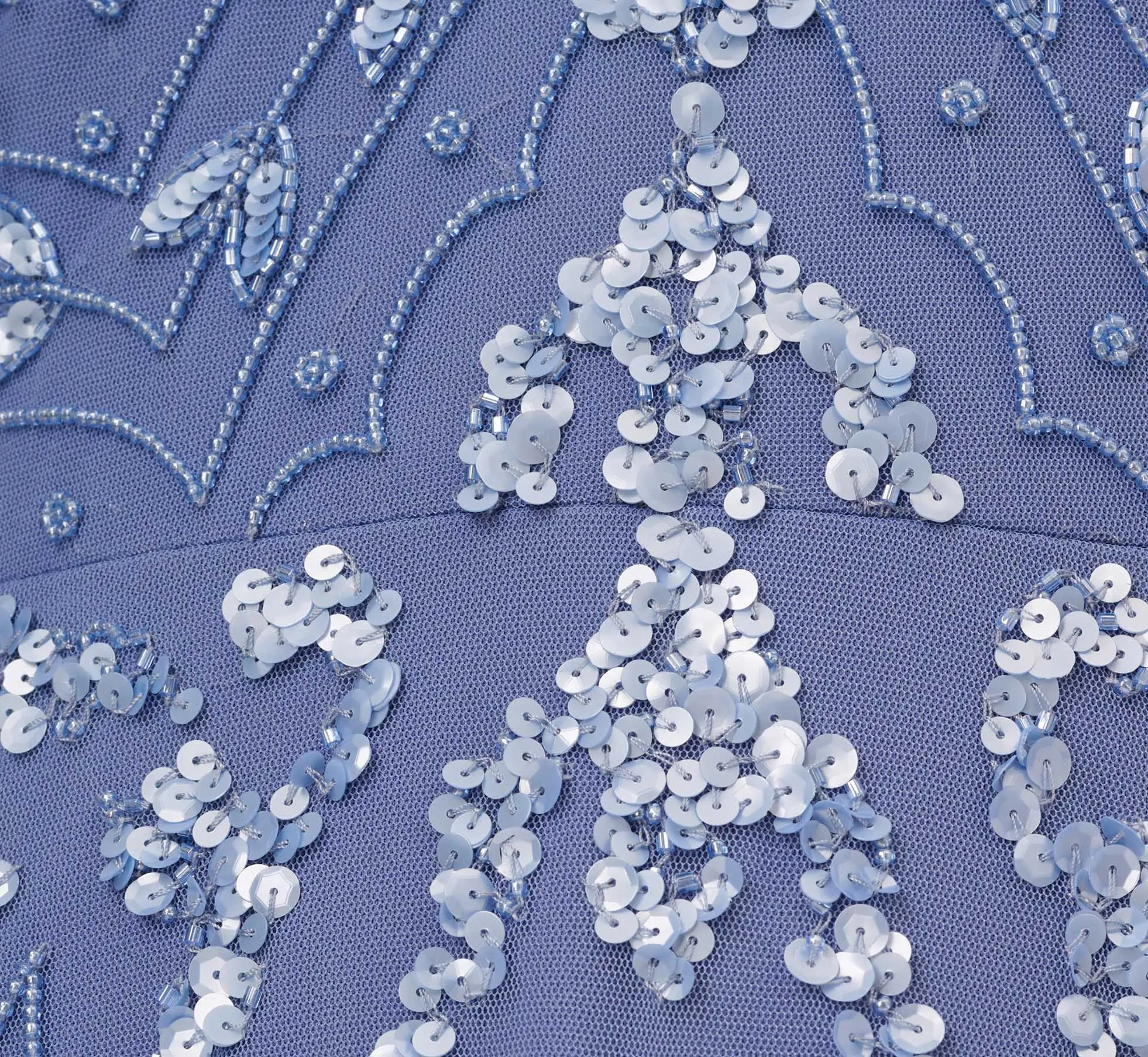 Hand-Beaded Ankle-Length Dress In French Blue