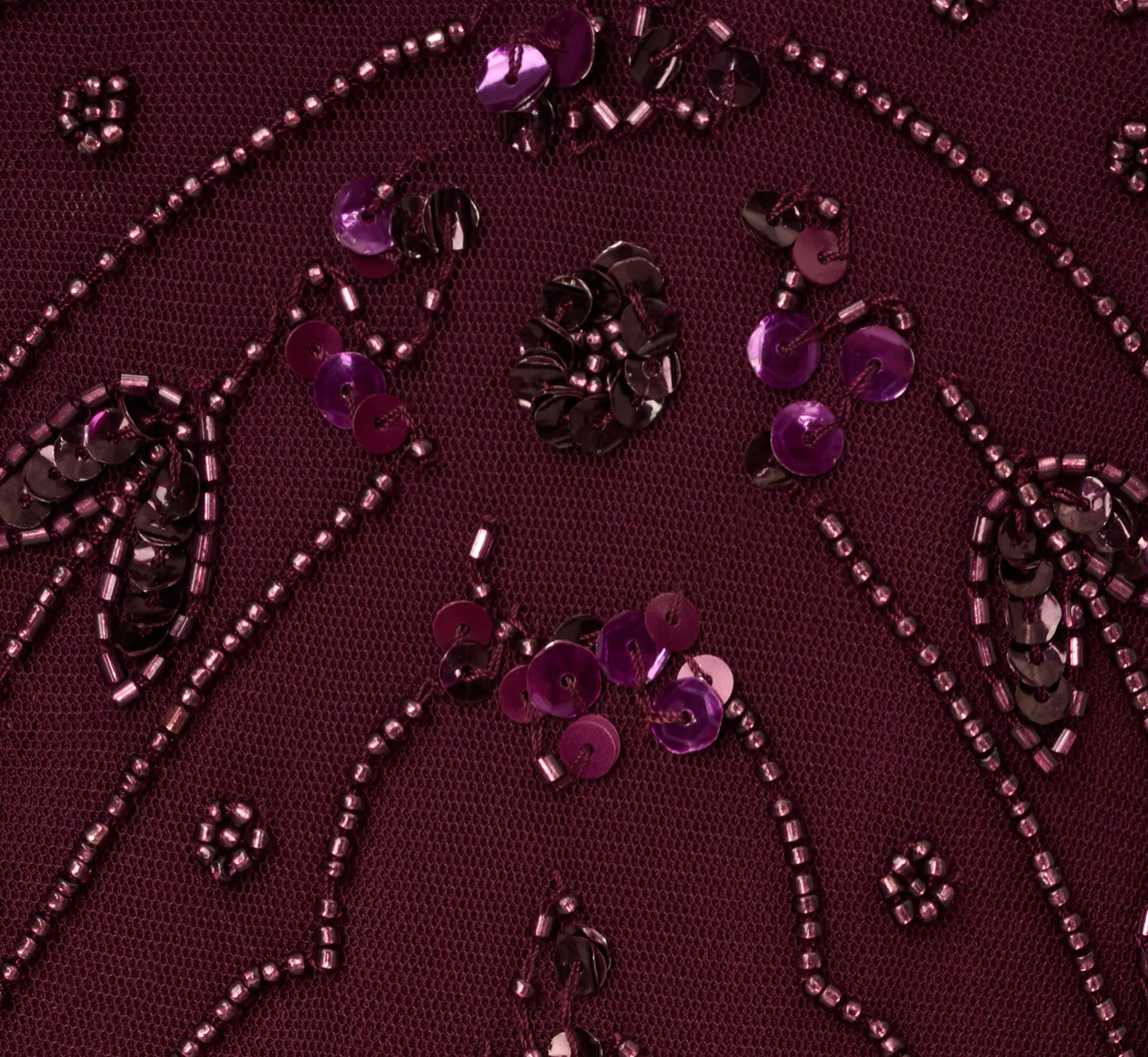 Hand-Beaded Ankle-Length Dress In Night Plum