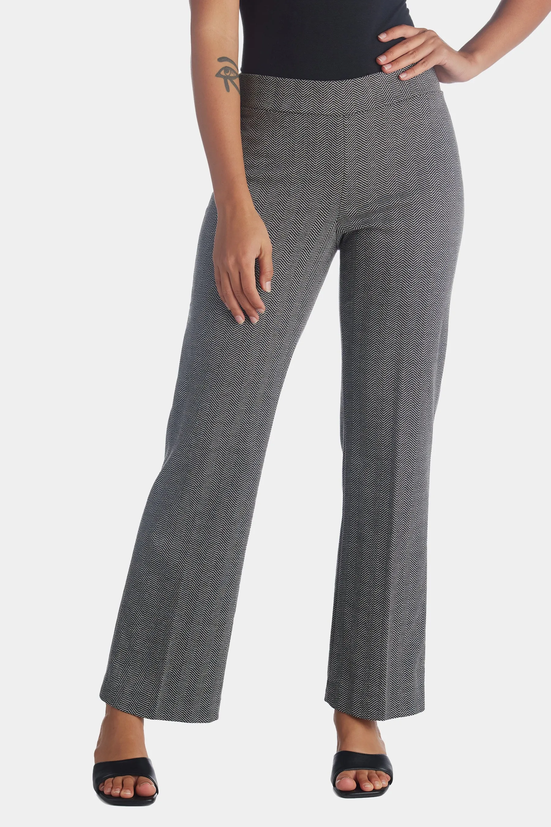 Herringbone Pull On Wide Leg Pant