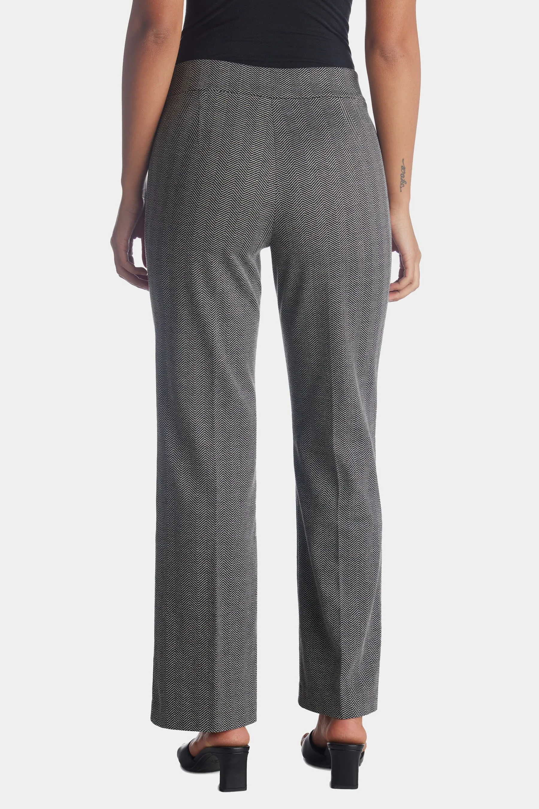 Herringbone Pull On Wide Leg Pant