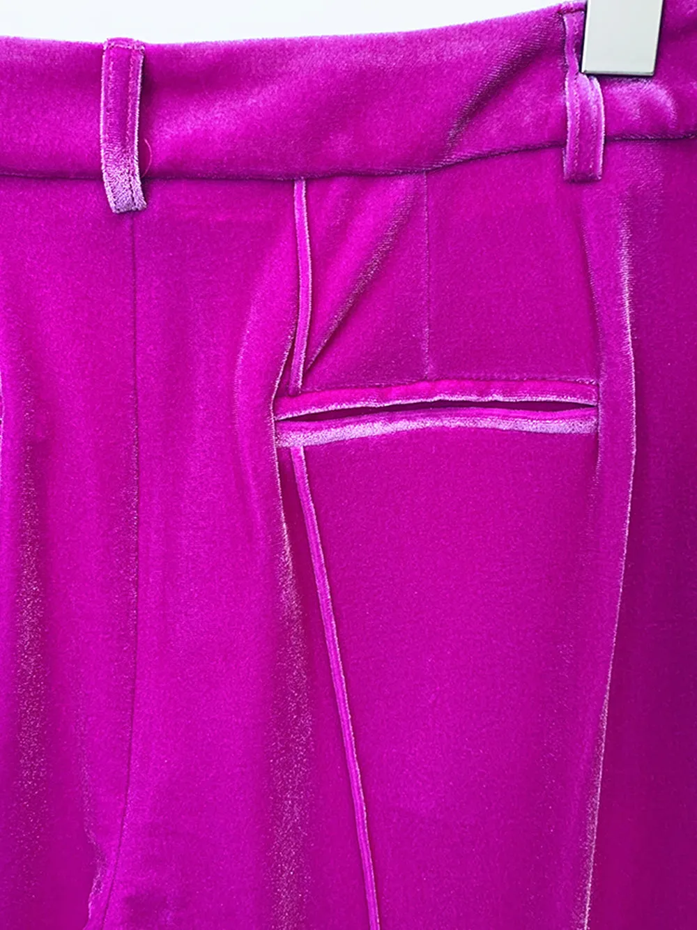 HINIYA Velvet Blazer & Flared Pants Set in Fuchsia