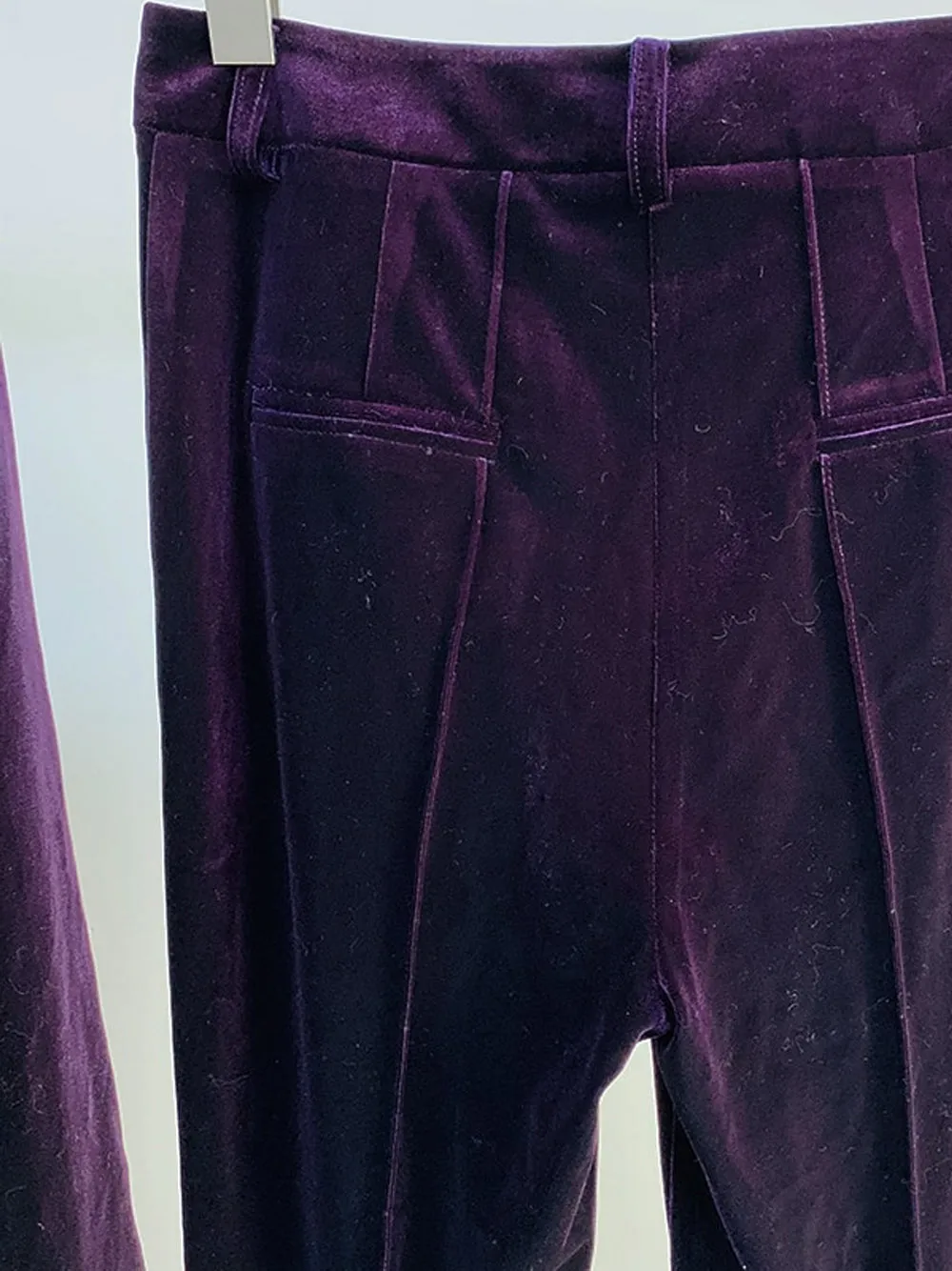 HINIYA Velvet Blazer & Flared Pants Set in Purple