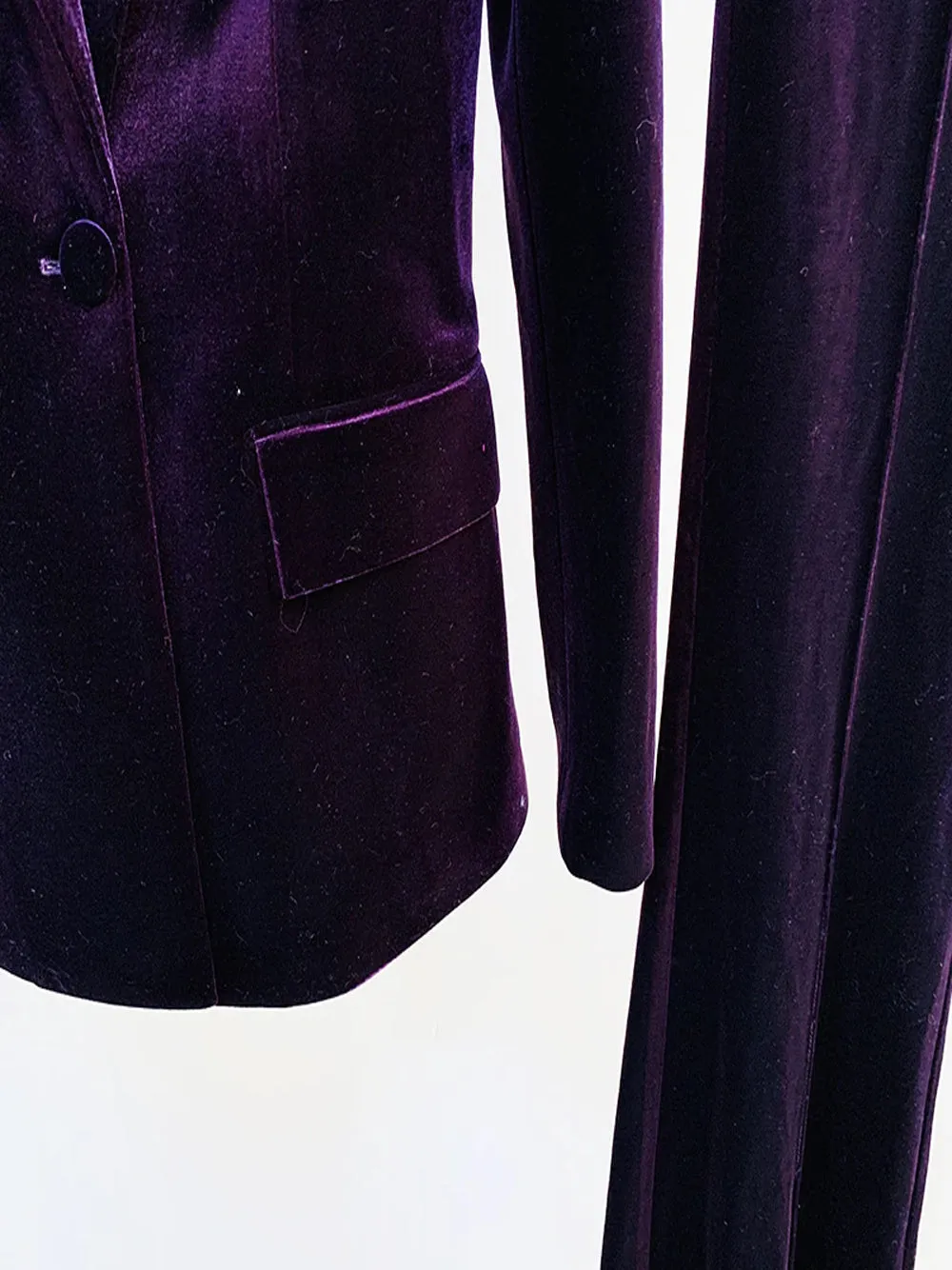 HINIYA Velvet Blazer & Flared Pants Set in Purple