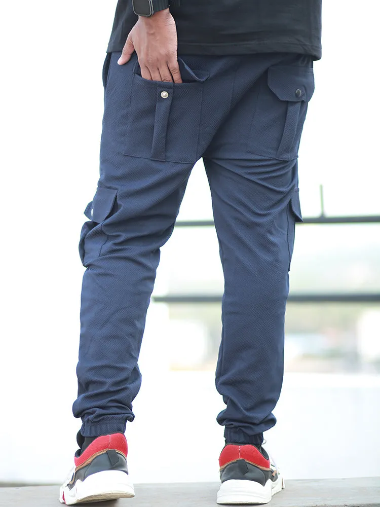 HOG & FOG Ultimate Comfort: Men's Cargo Jogger with RIB, Premium Stitching in Popcorn Fabric - Just 559/- [JOGGER]