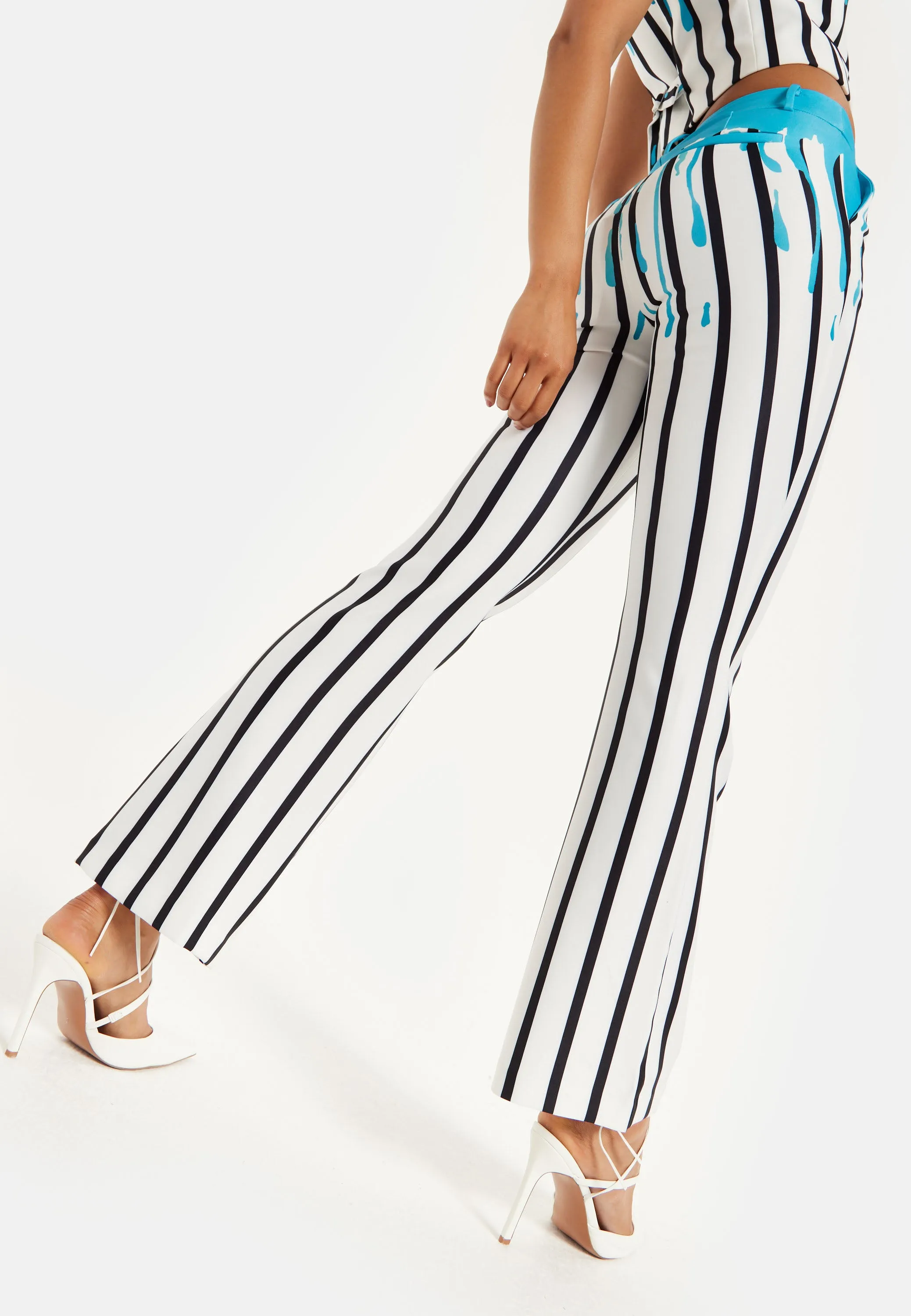 House of Holland Blue Stripe Drip Print Trousers