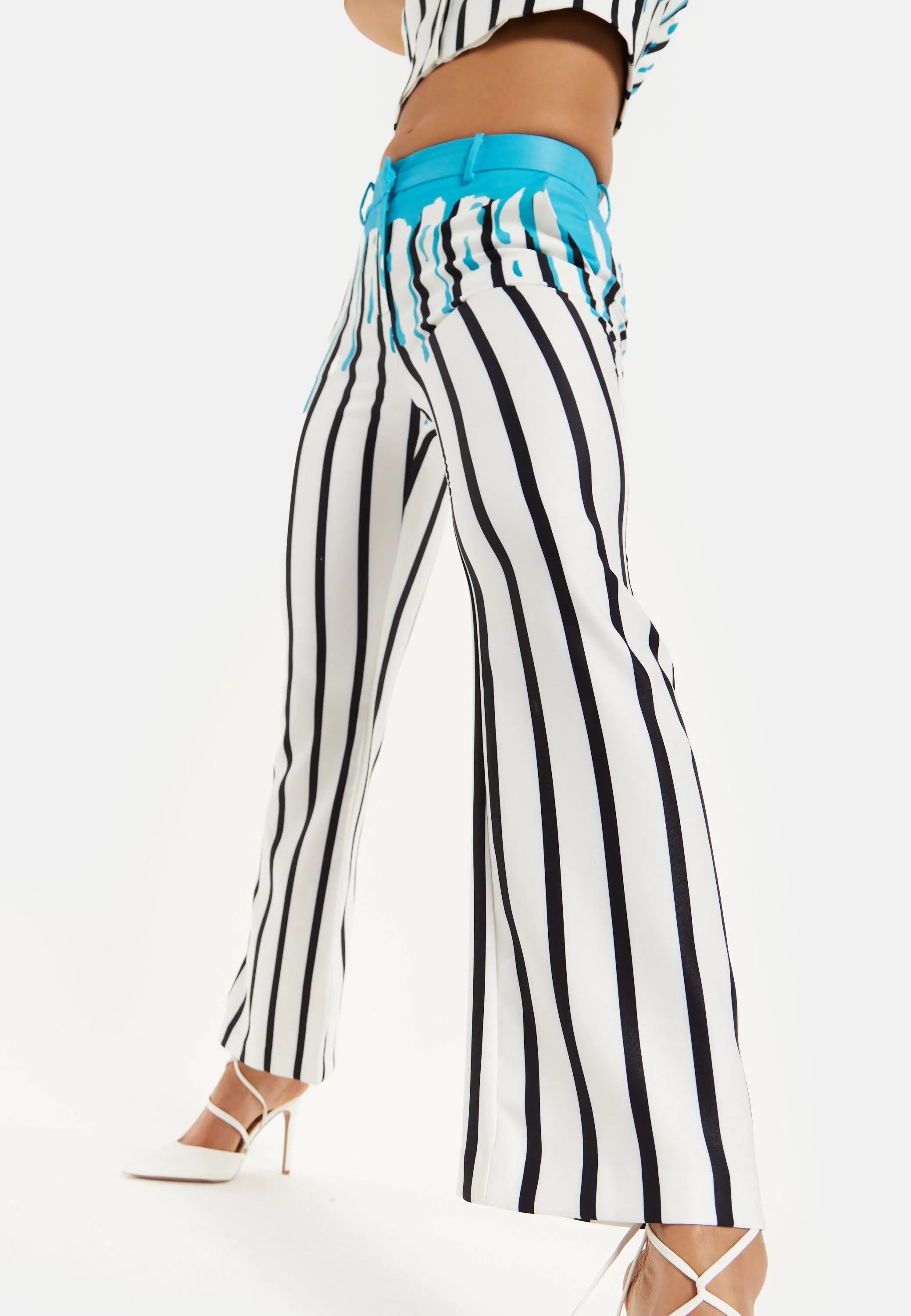 House of Holland Blue Stripe Drip Print Trousers