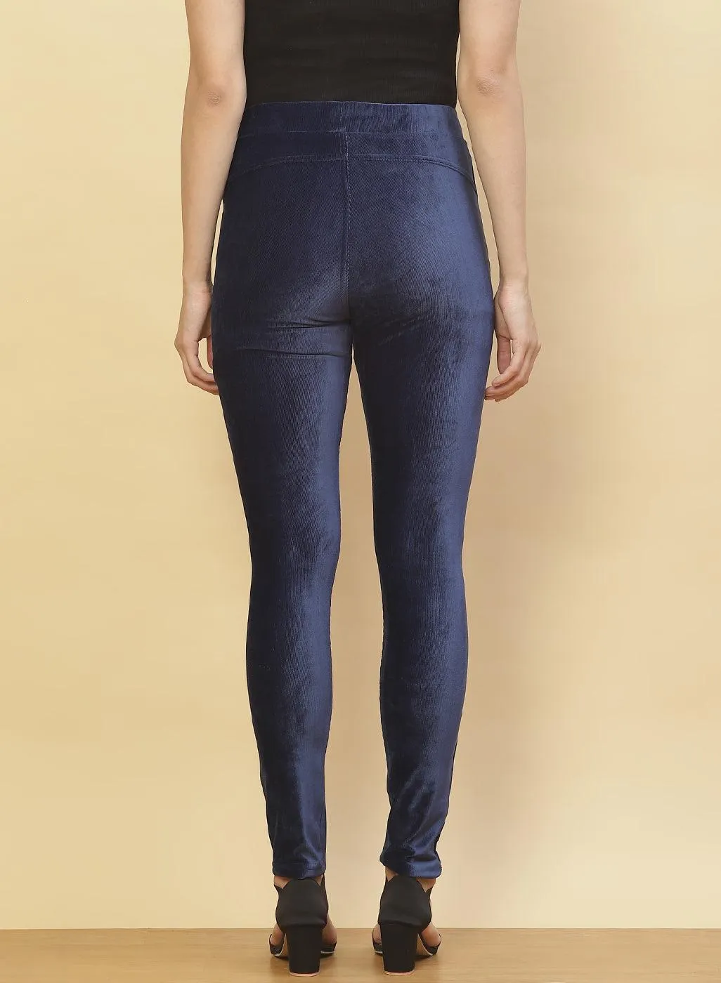 Imperial Blue Velvet Jeggings