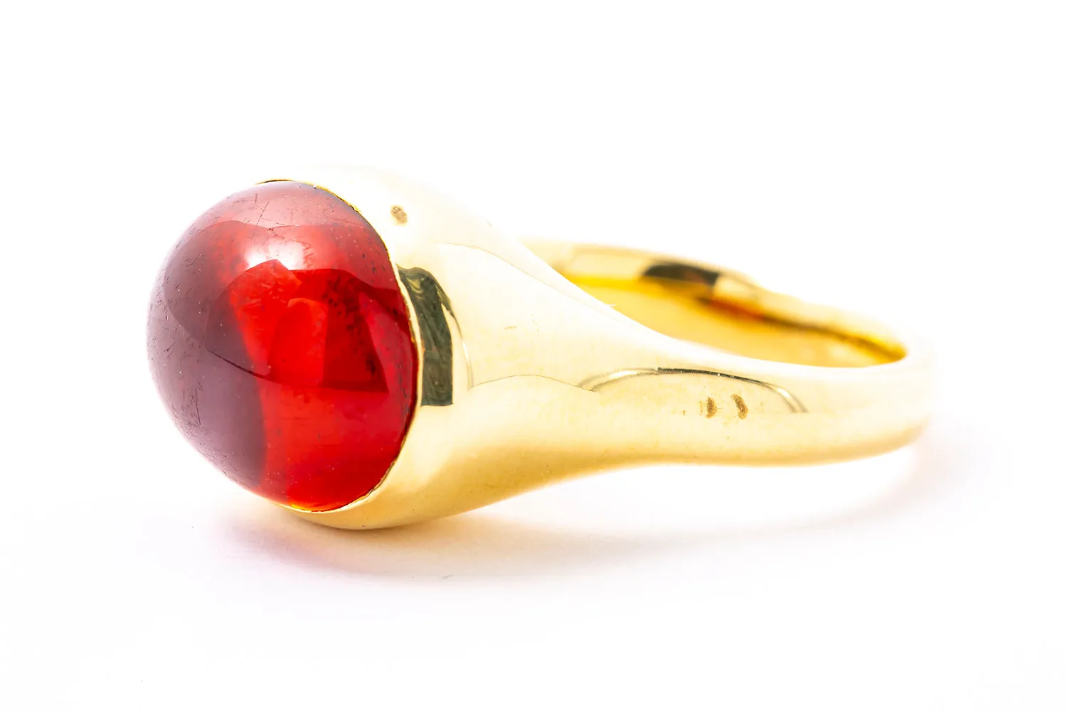 Ippolita Scultura Carnelian Solitaire 18K 750 Yellow Gold Ring Sz 6 1/2