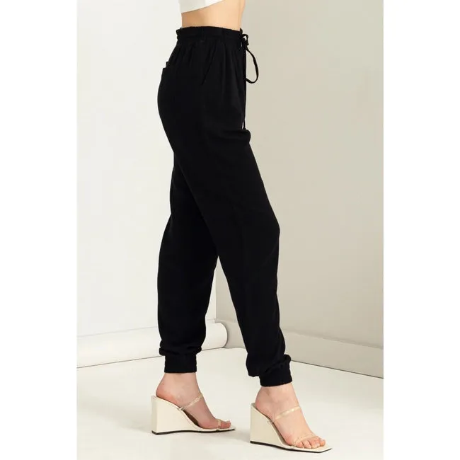 Janie Drawstring Jogger - Black