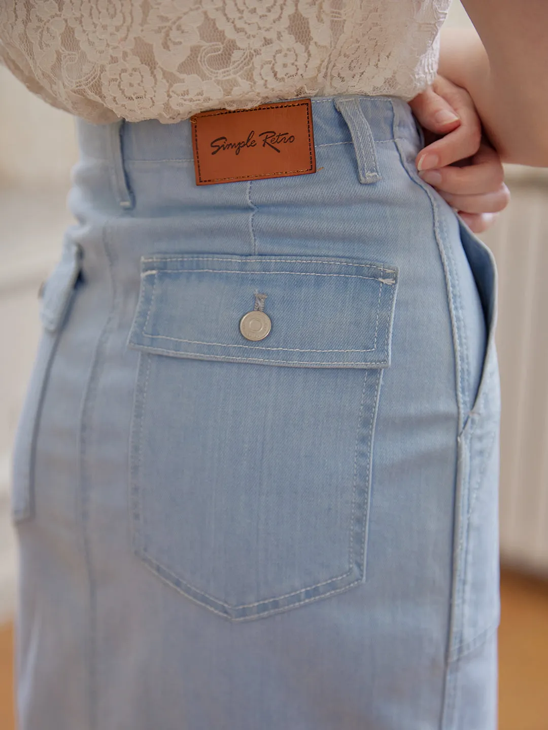 Joe High-waisted Blue Denim Skirt